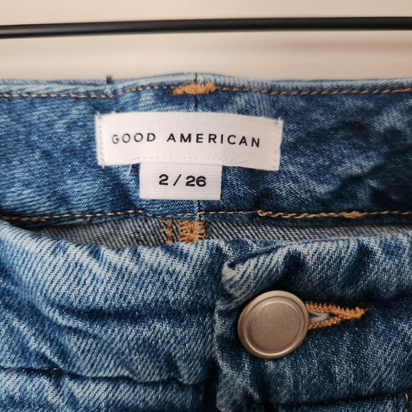 Good American | High Waist Button Front Split Hem Straight Leg Jeans - Size 2/26 - Picture 9 of 11